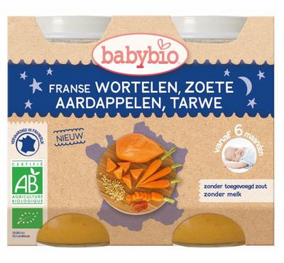Babybio Wortel & zoete aardappel tarwe 200 gram bio 2x200g